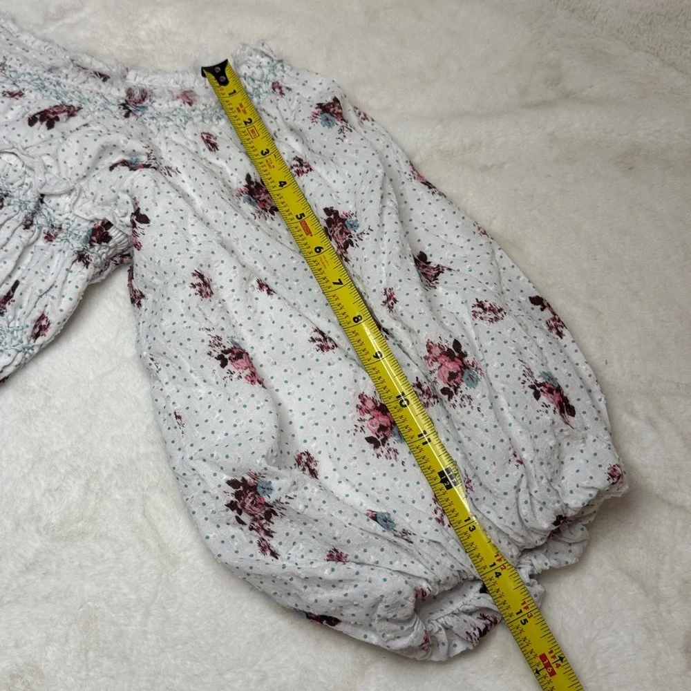 Anthropologie Puff-Sleeve Smocked Floral Blouse, Boho Country Chic Cottagecore